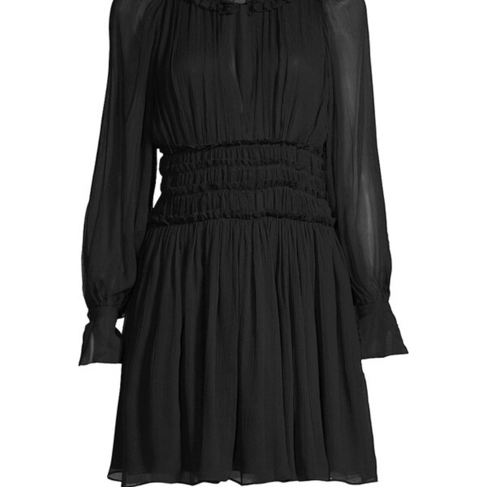 Rebecca Taylor Black Silk Chiffon Dress- Size 10 - Picture 4 of 5